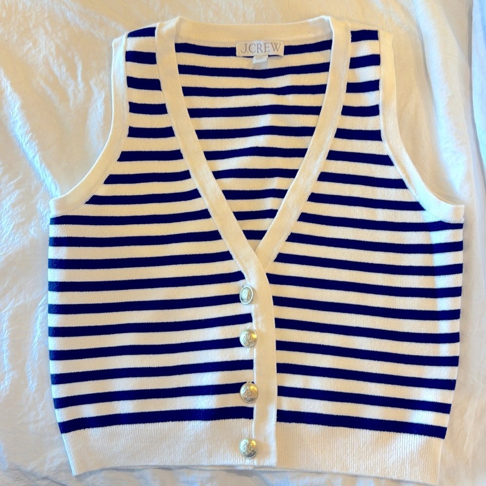 JCrew Blue/White striped vest.